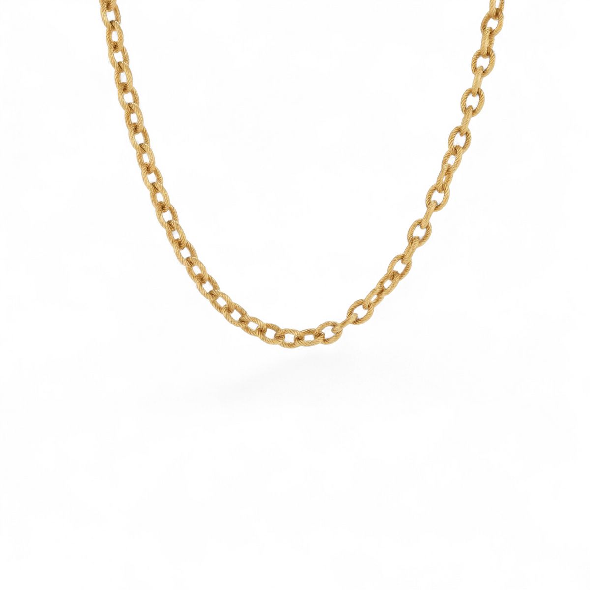 AILANA JEWELRY gold-toned stainless steel chain necklace with a 4mm thick textured link design.