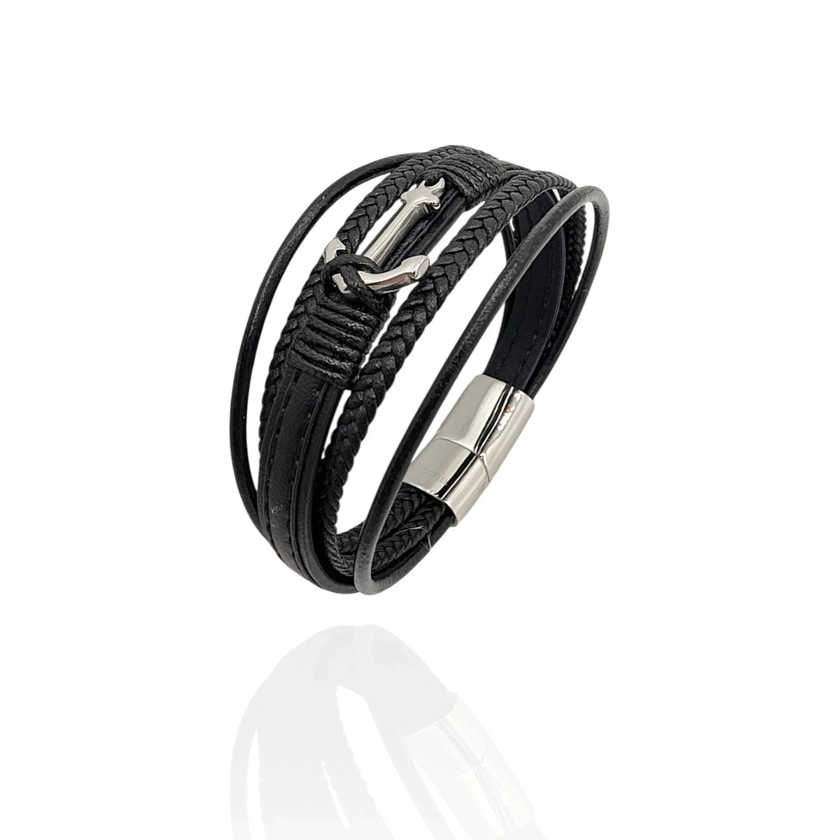 Pulsera de Cuero con Ancla para Hombre - AILANA JEWELRY