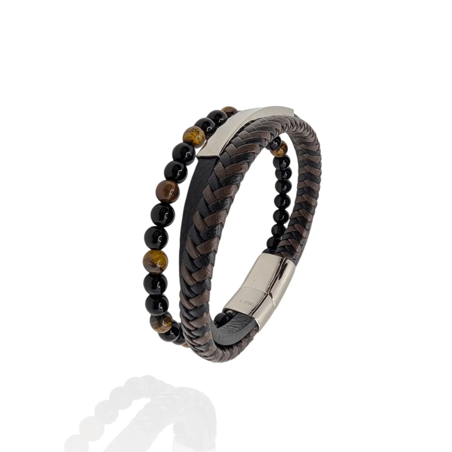 Pulsera en cuero con piedras naturales - AILANA JEWELRY