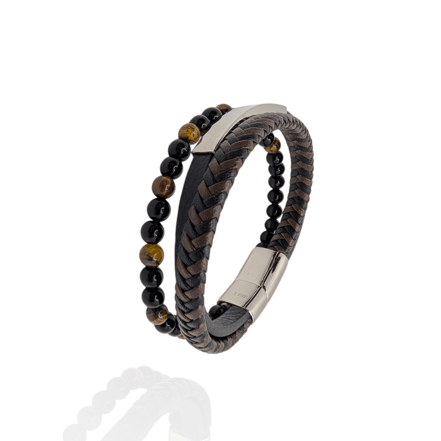 Pulsera en cuero con piedras naturales - AILANA JEWELRY