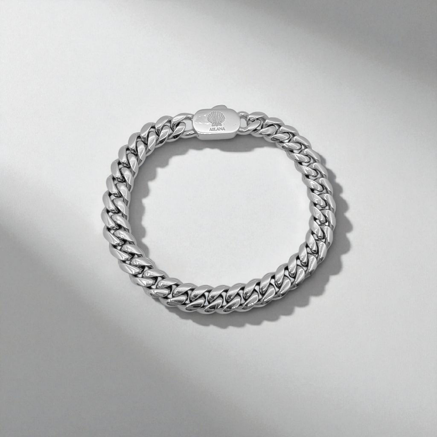 Pulsera con eslabones de 8 mm plateado