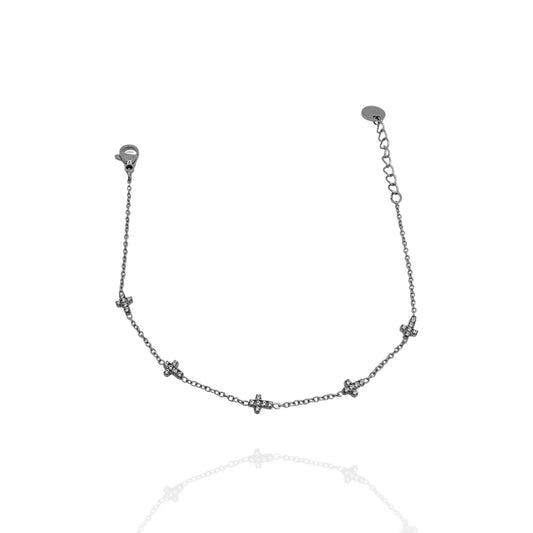 Pulsera fina Cruz con zircones