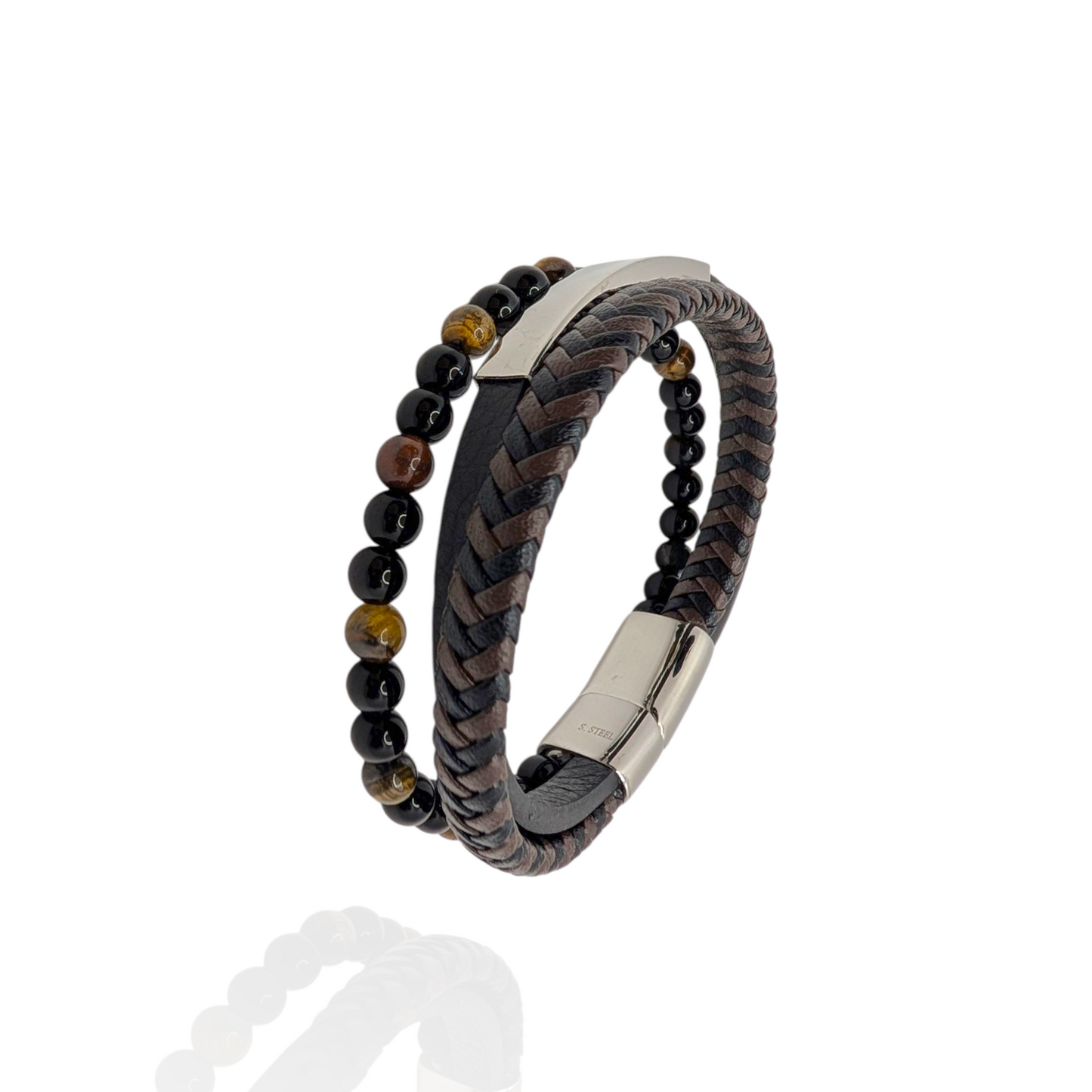 Pulsera en cuero con piedras naturales
