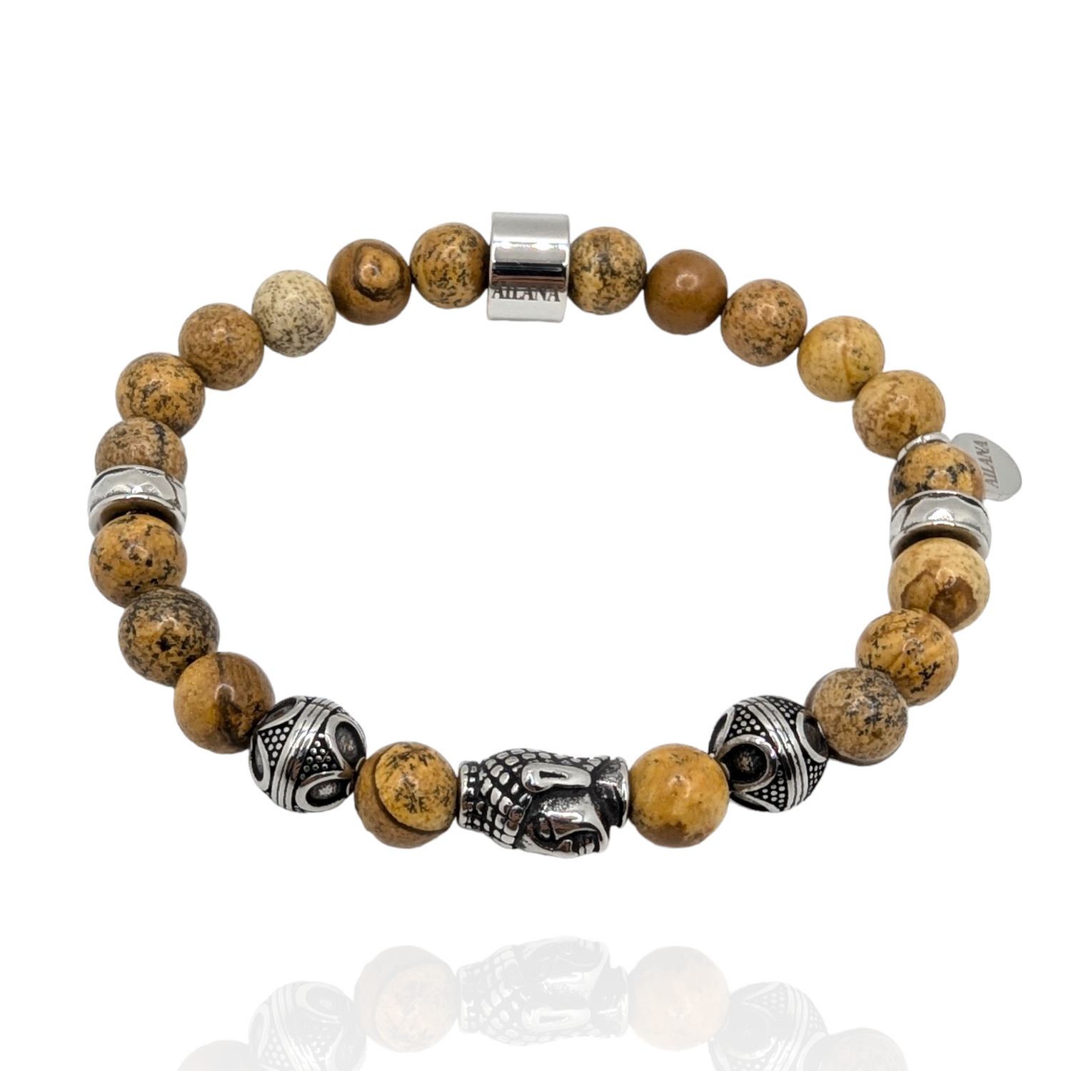 fossil natural beads bracelet buddha head charm