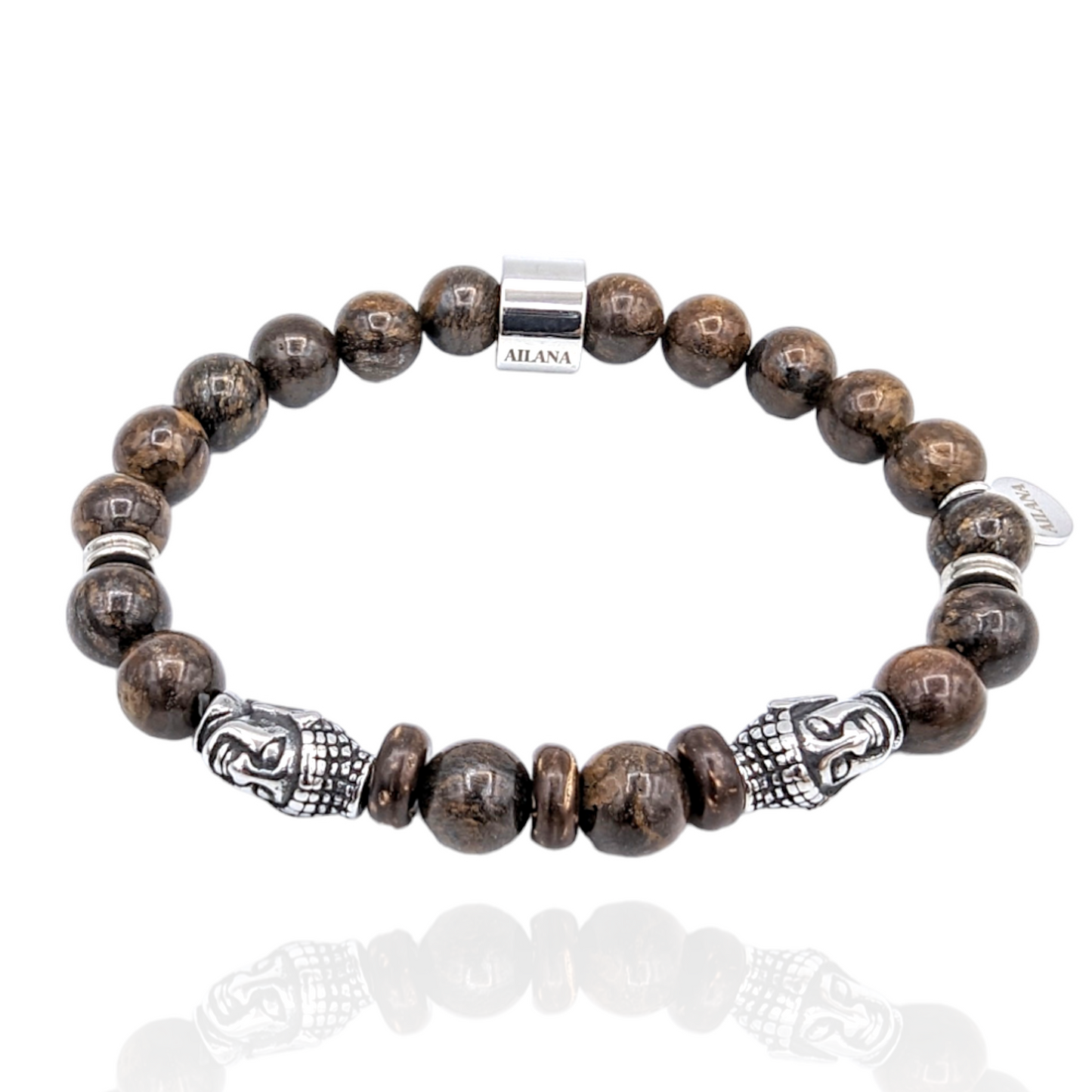 Natural bronzite gemstone bracelet buddha charm