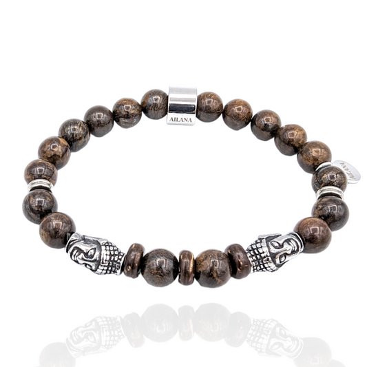 Natural bronzite gemstone bracelet buddha charm