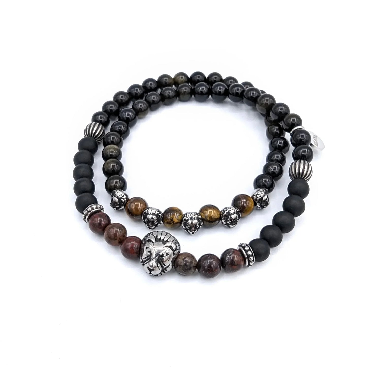 beads bracelet natural stones lion charm