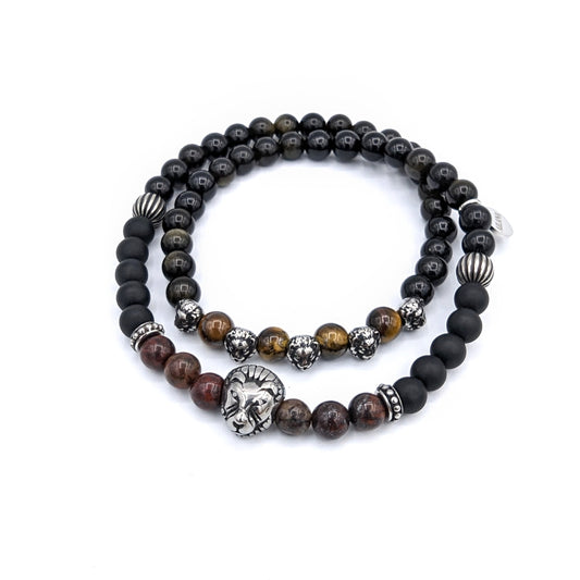 beads bracelet natural stones lion charm