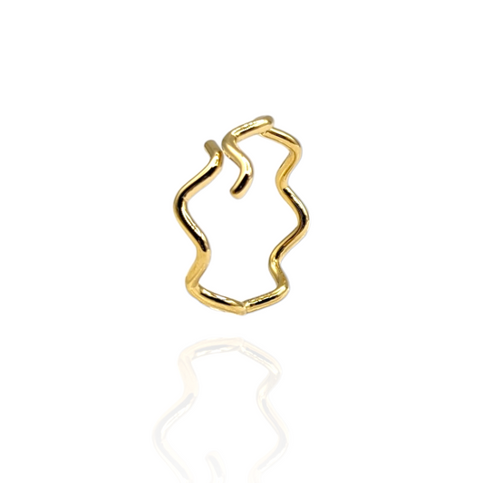 ring wave stainless steel gold plated 18 kt ailana jewelry