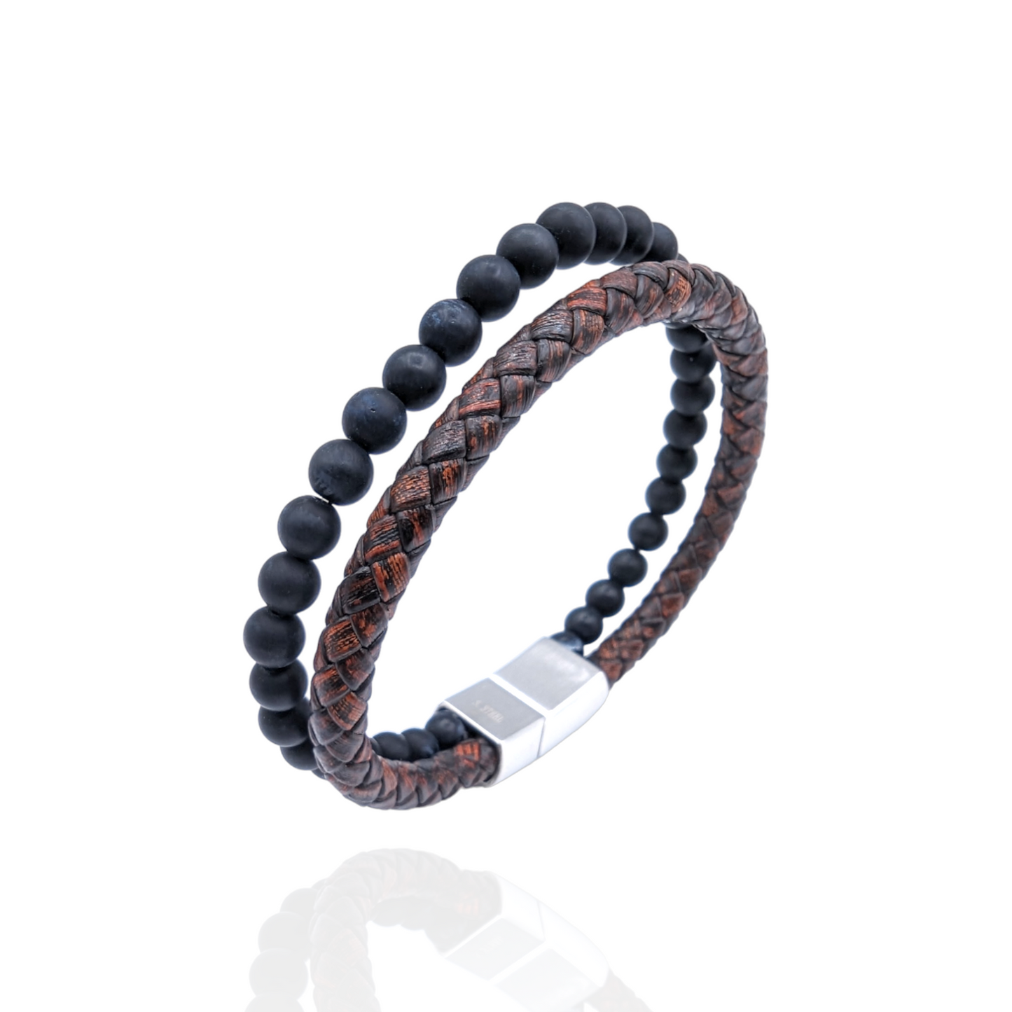 Merlu Bracelet (Leather and stones)