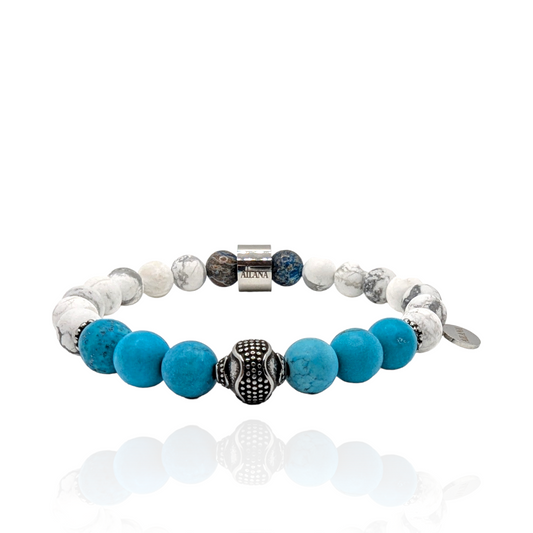 Turquoise Bead Stone Bracelet for Women Men 