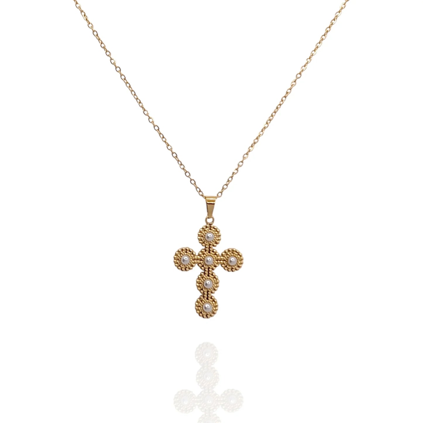 Colgante Cruz con perlas - AILANA JEWELRY