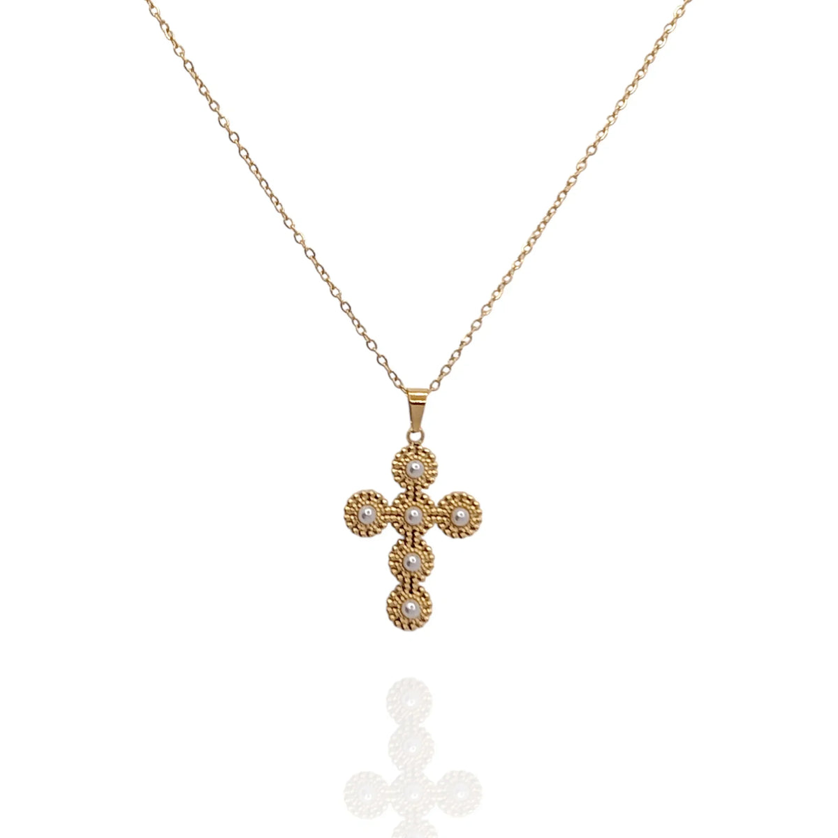 Colgante Cruz con perlas - AILANA JEWELRY