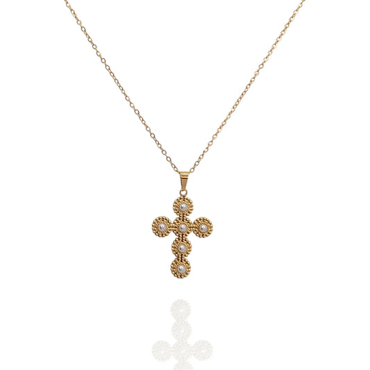 Colgante Cruz con perlas - AILANA JEWELRY