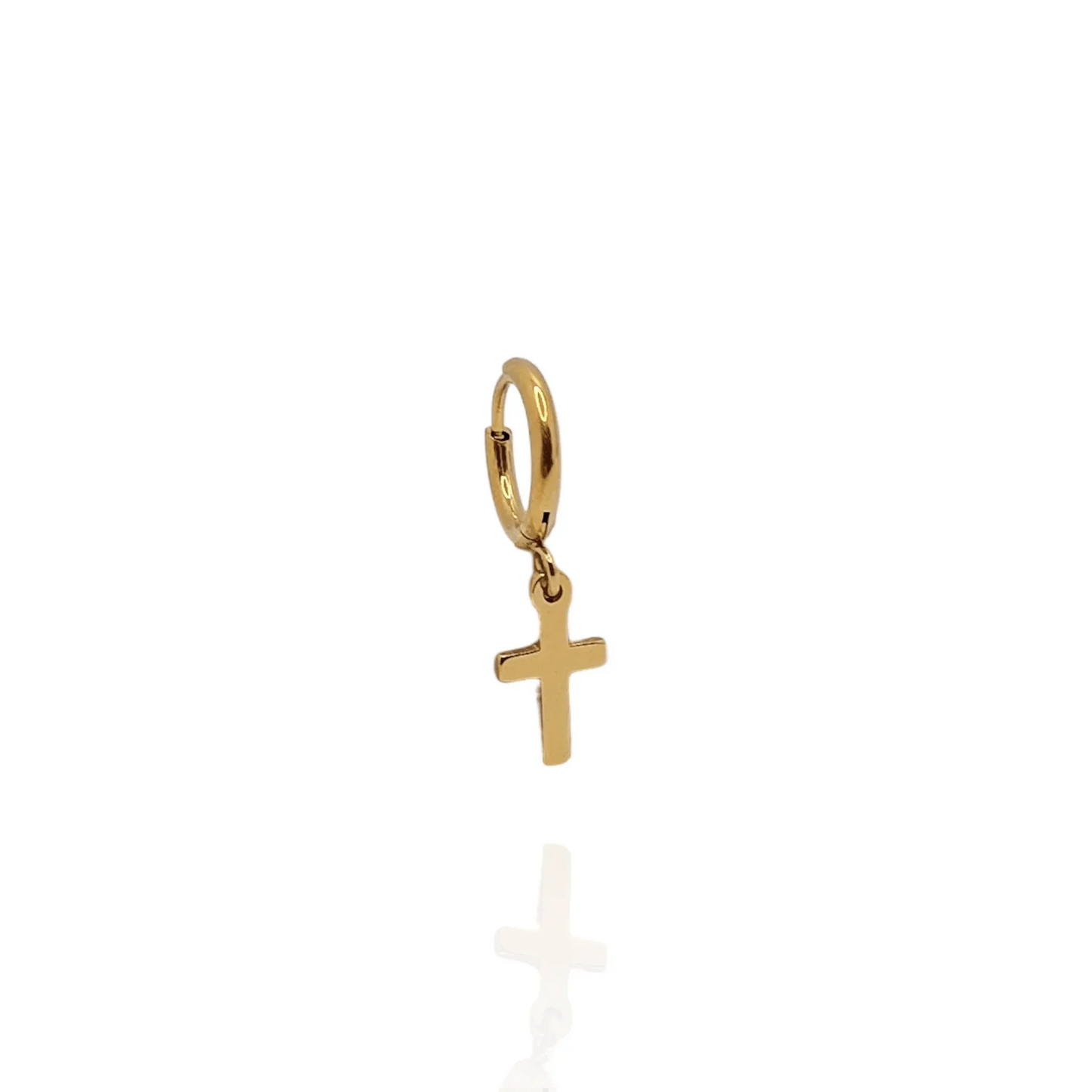 Pendiente aros con cruz en acero inoxidable (1 unidad) - AILANA JEWELRY