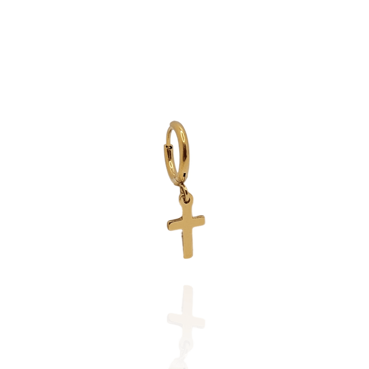 Pendiente aros con cruz en acero inoxidable (1 unidad) - AILANA JEWELRY