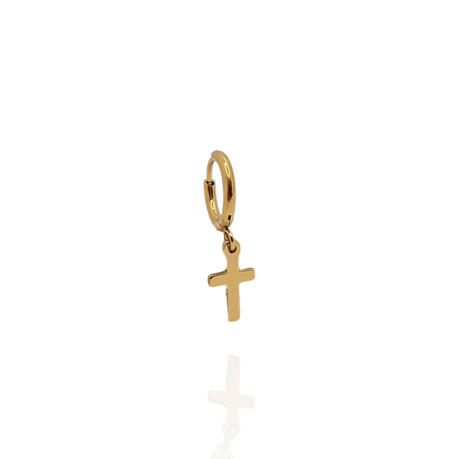 Pendiente aros con cruz en acero inoxidable (1 unidad) - AILANA JEWELRY