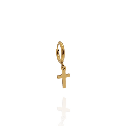 Pendiente aros con cruz en acero inoxidable (1 unidad) - AILANA JEWELRY