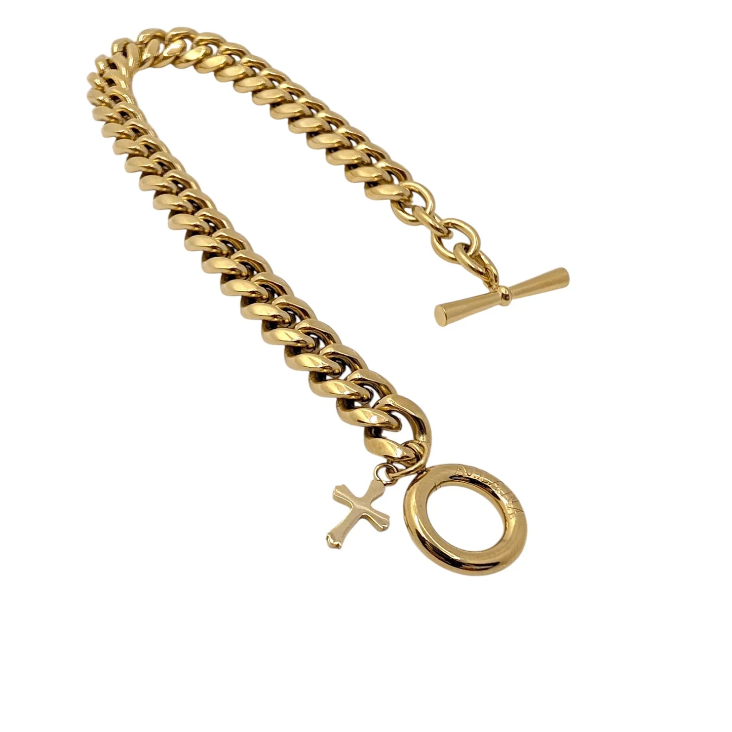 Pulsera de cadena 8 mm con cruz dorado - AILANA JEWELRY