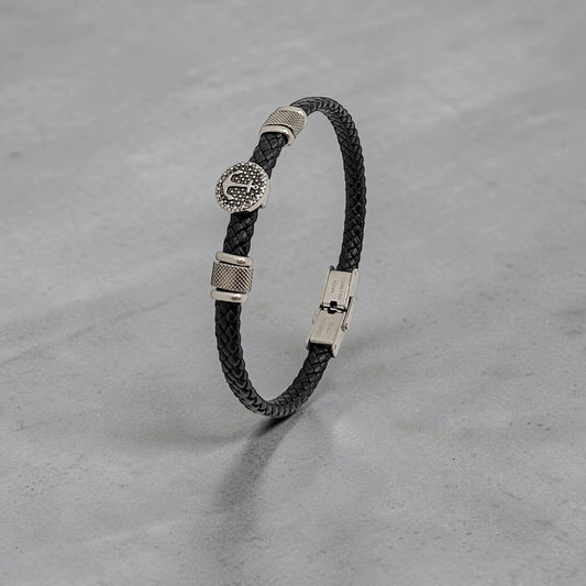 Pulsera de Cuero Negro con Ancla - AILANA JEWELRY