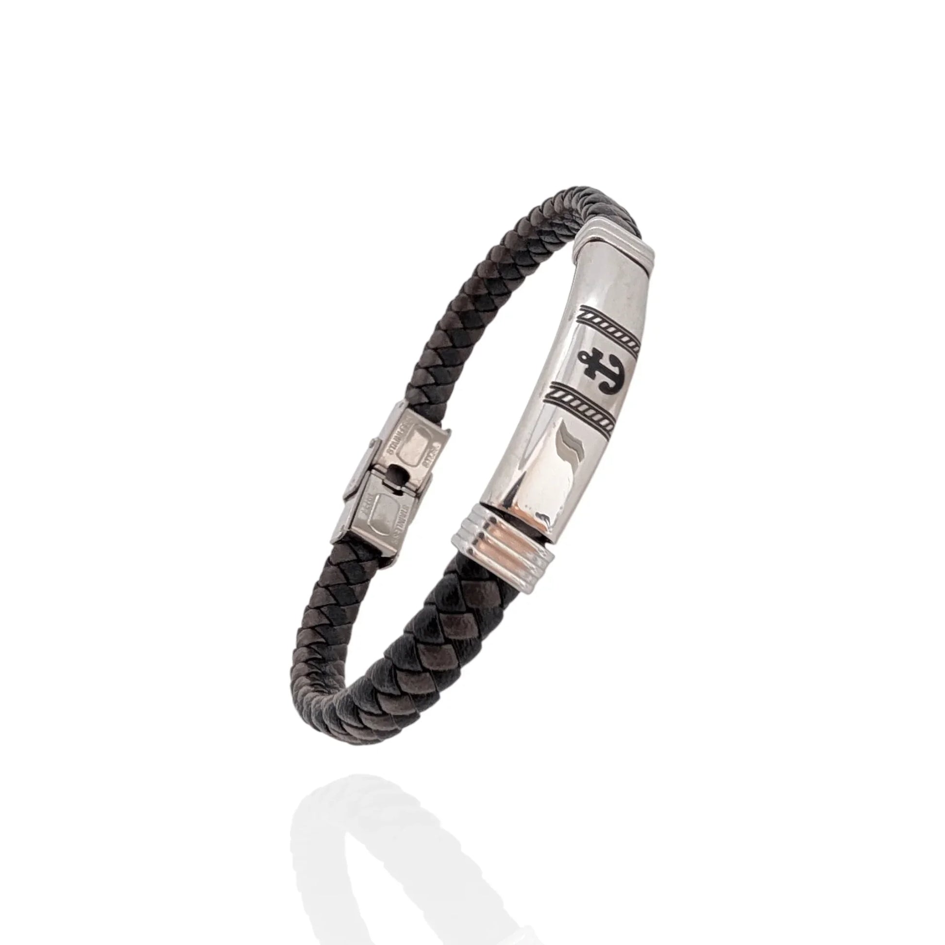Pulsera en cuero ancla - AILANA JEWELRY