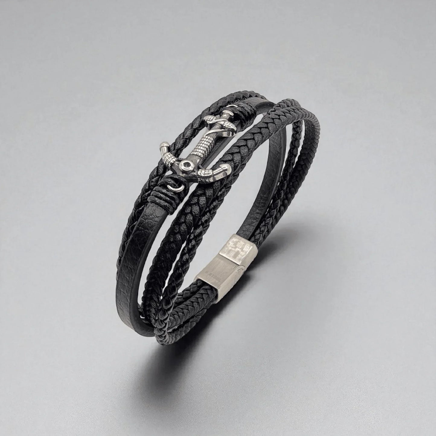 Pulsera en cuero con ancla - AILANA JEWELRY