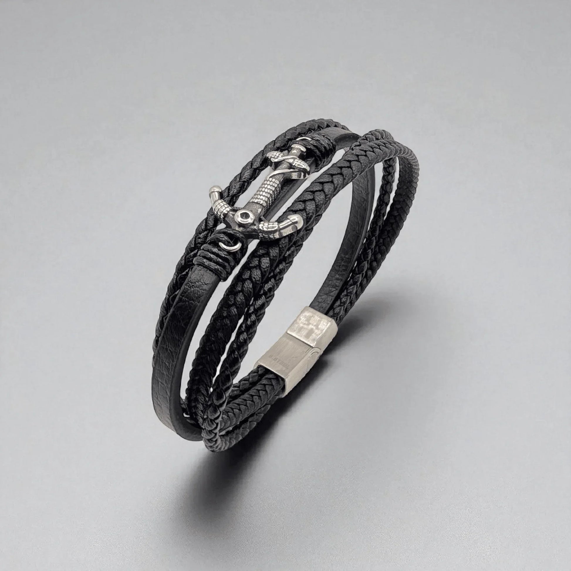 Pulsera en cuero con ancla - AILANA JEWELRY