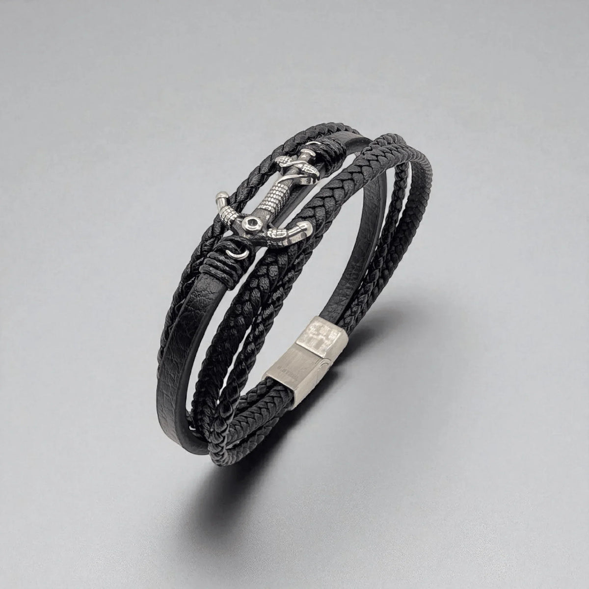 Pulsera en cuero con ancla - AILANA JEWELRY