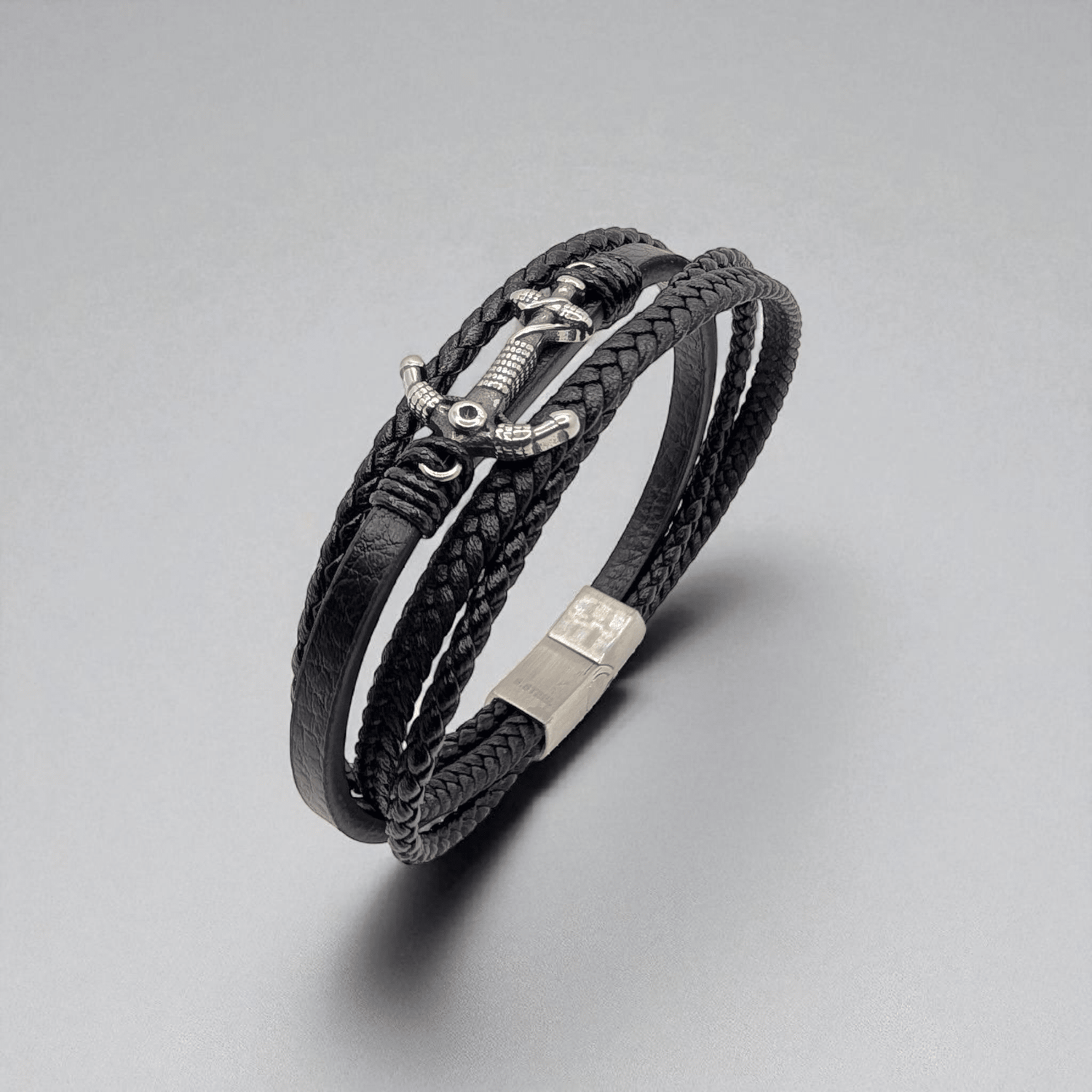Pulsera en cuero con ancla - AILANA JEWELRY