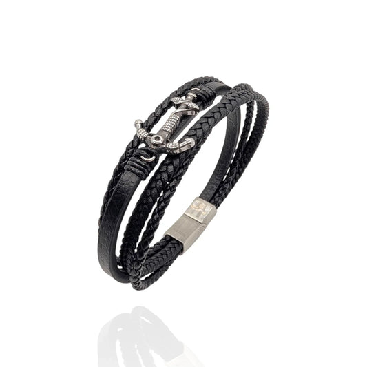 Pulsera en cuero con ancla - AILANA JEWELRY