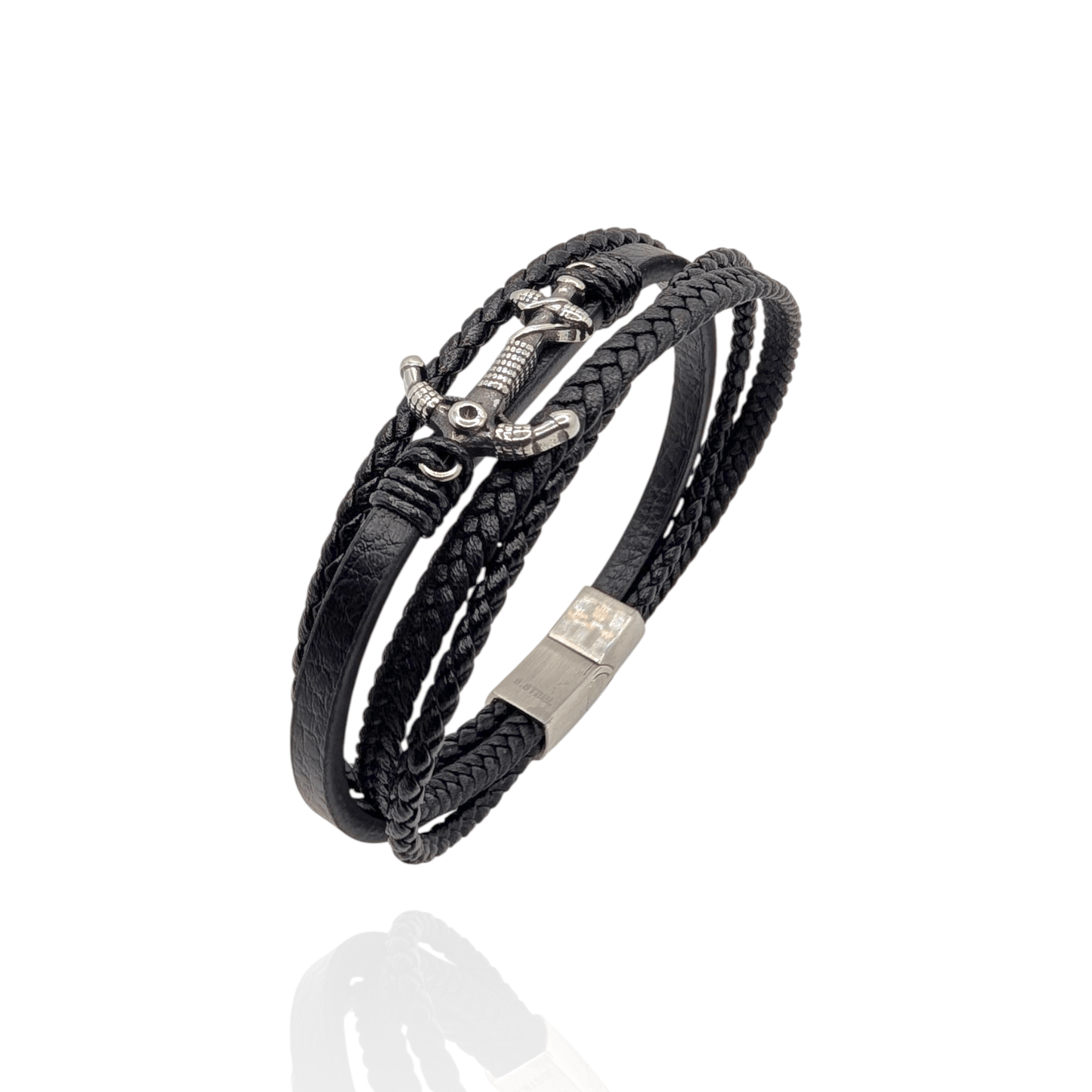 Pulsera en cuero con ancla - AILANA JEWELRY