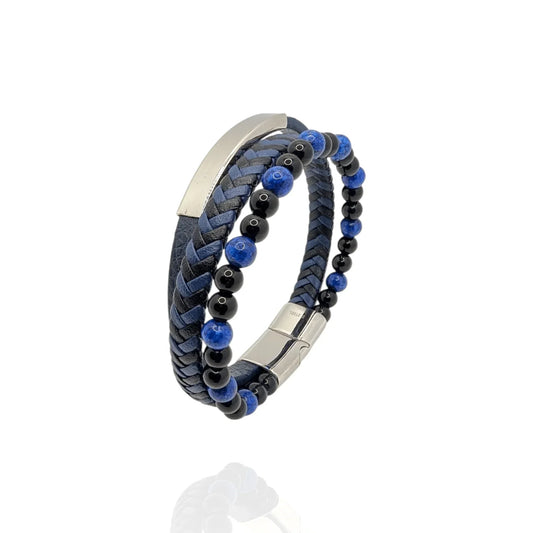 Pulsera en cuero con piedras naturales - AILANA JEWELRY