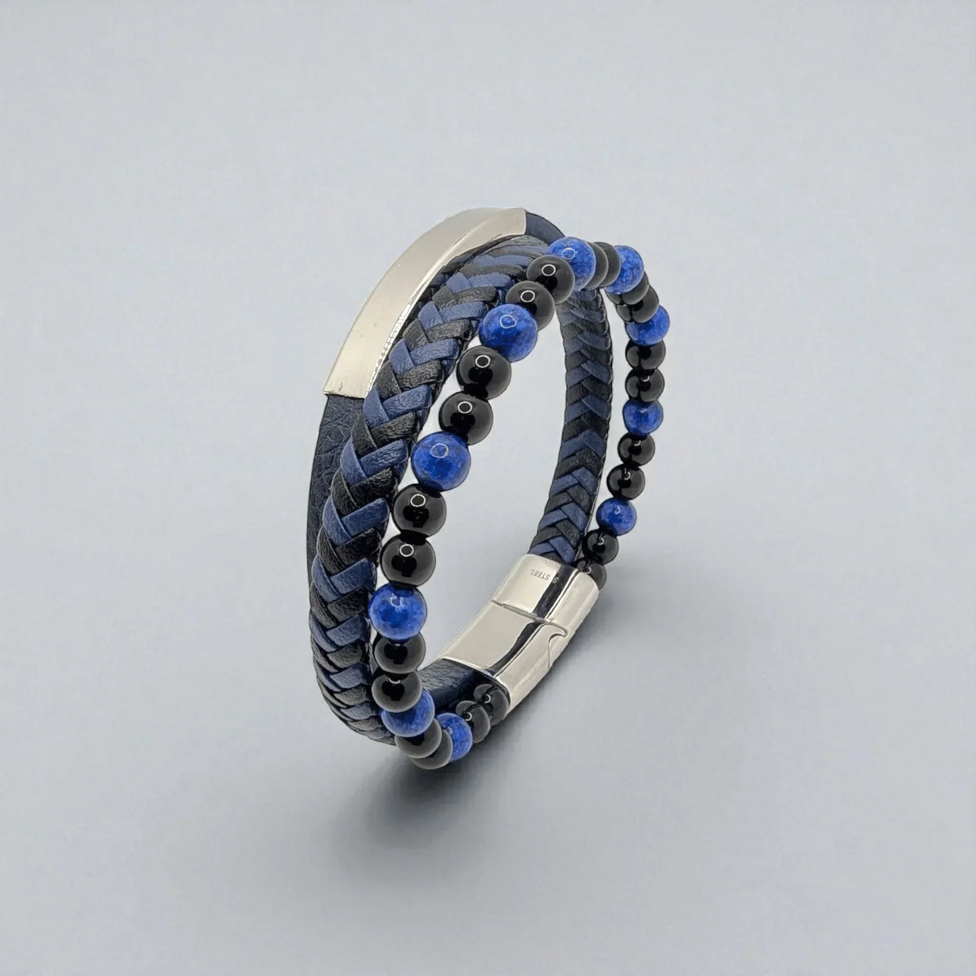 Pulsera en cuero con piedras naturales - AILANA JEWELRY