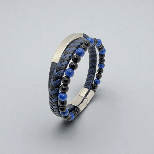 Pulsera en cuero con piedras naturales - AILANA JEWELRY