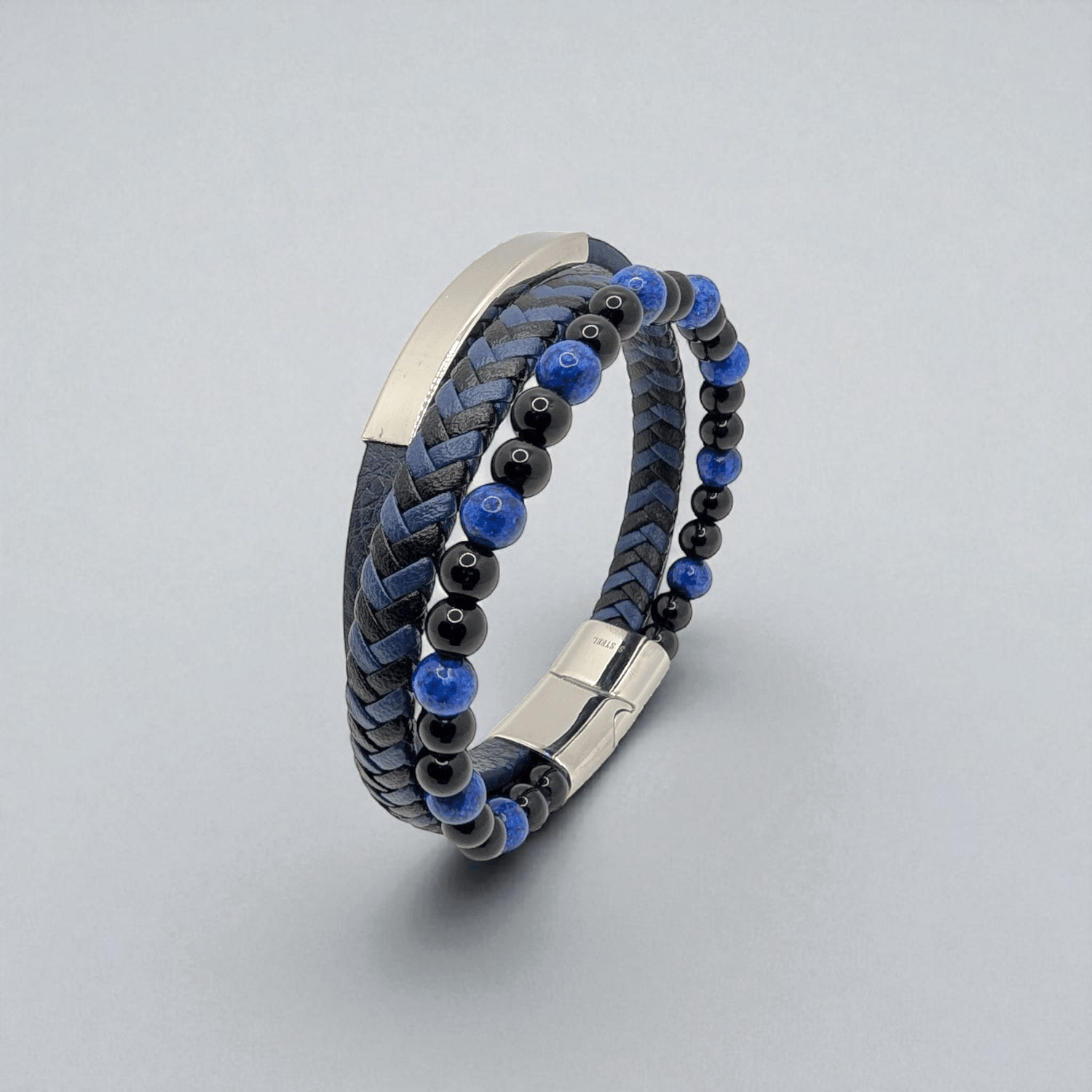 Pulsera en cuero con piedras naturales - AILANA JEWELRY