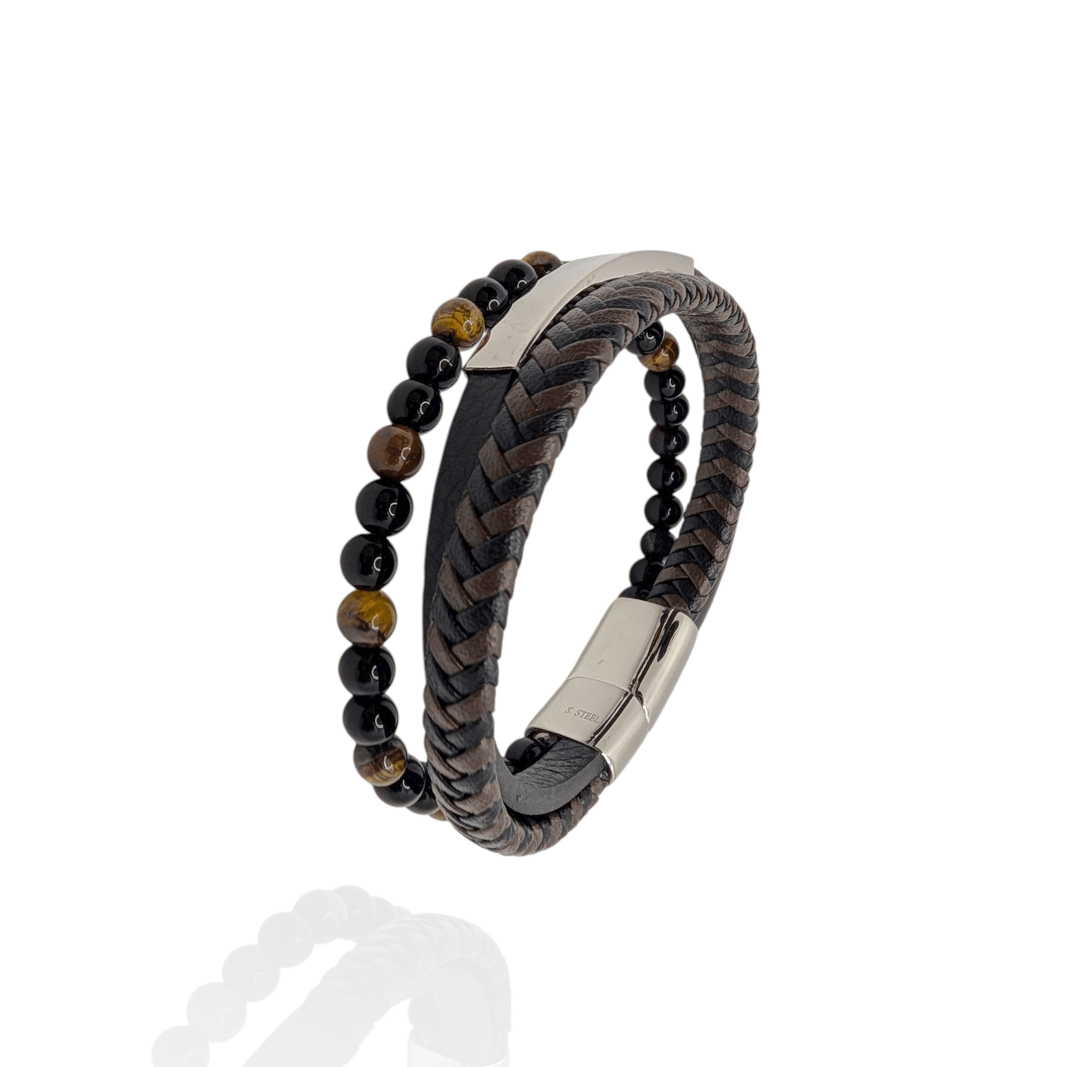 Pulsera en cuero con piedras naturales - AILANA JEWELRY
