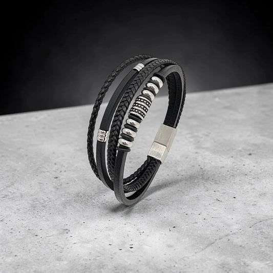 Pulsera en Cuero negro Kolea - AILANA JEWELRY
