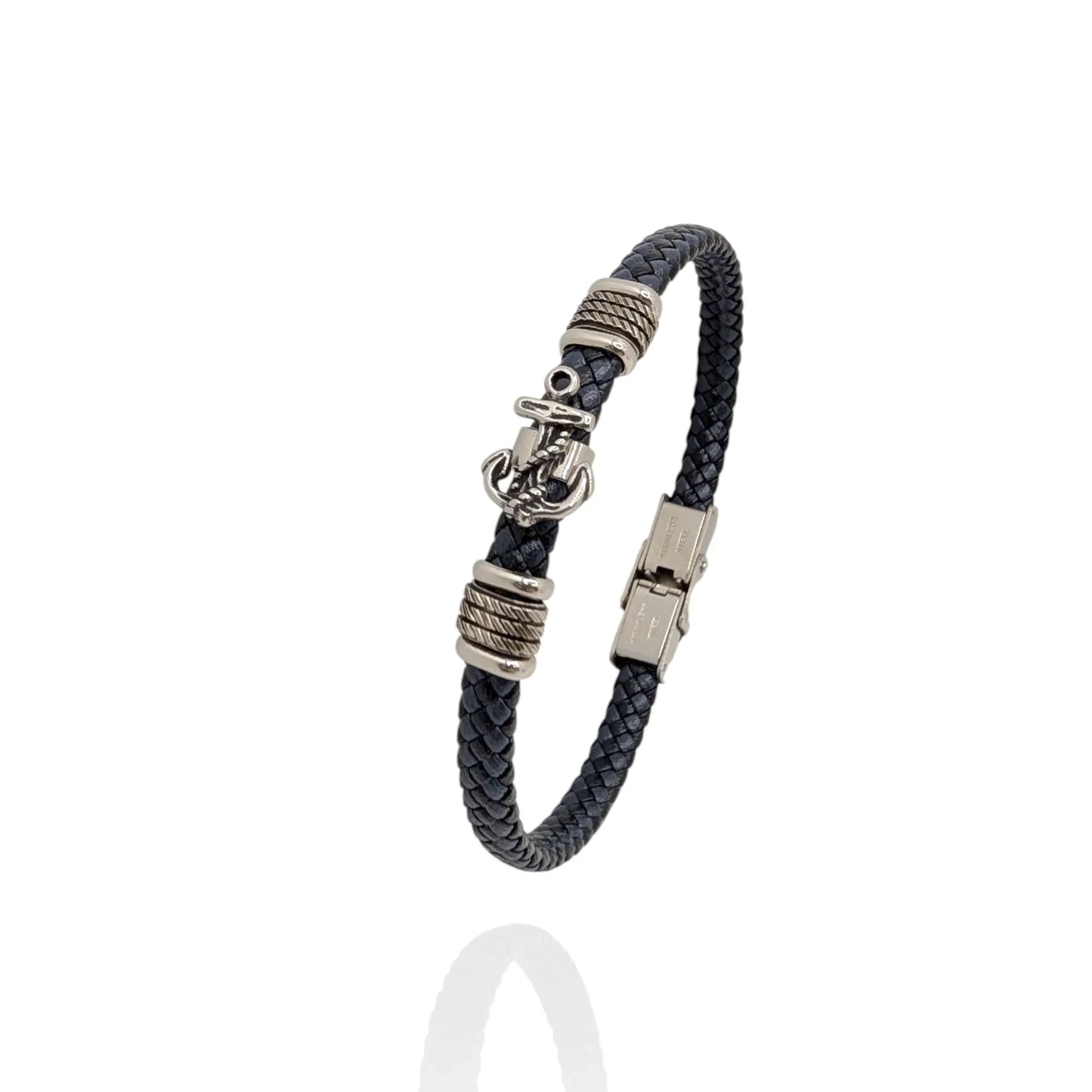 Pulsera fina en cuero con ancla - AILANA JEWELRY