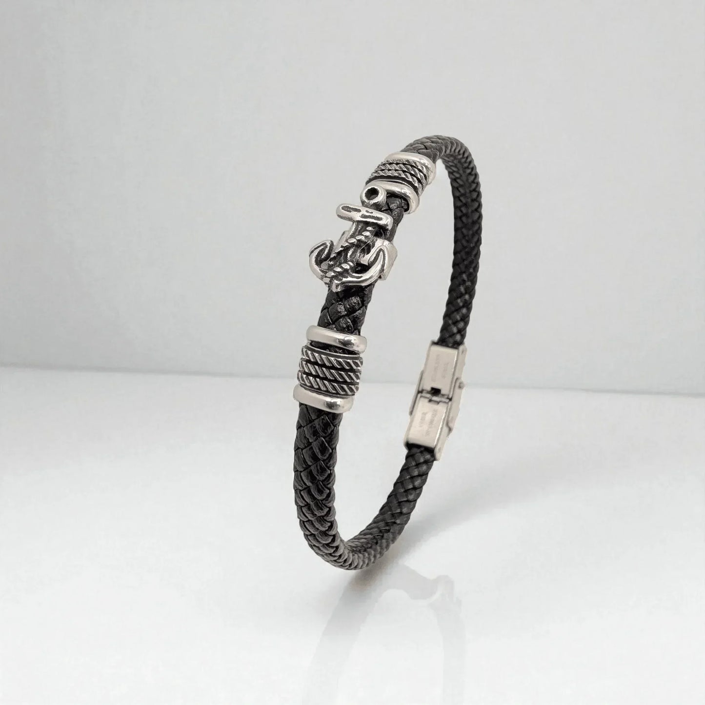 Pulsera fina en cuero con ancla - AILANA JEWELRY