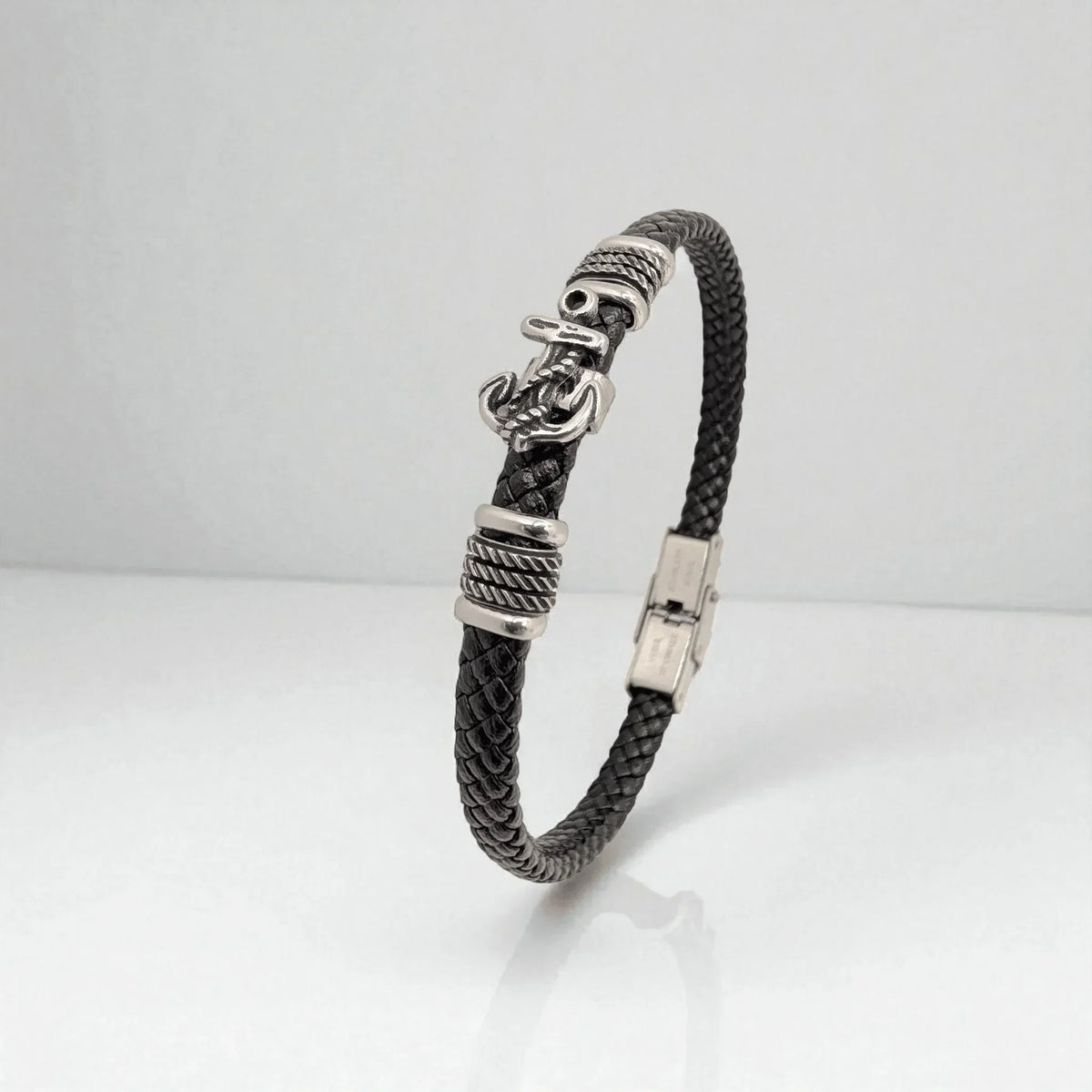 Pulsera fina en cuero con ancla - AILANA JEWELRY