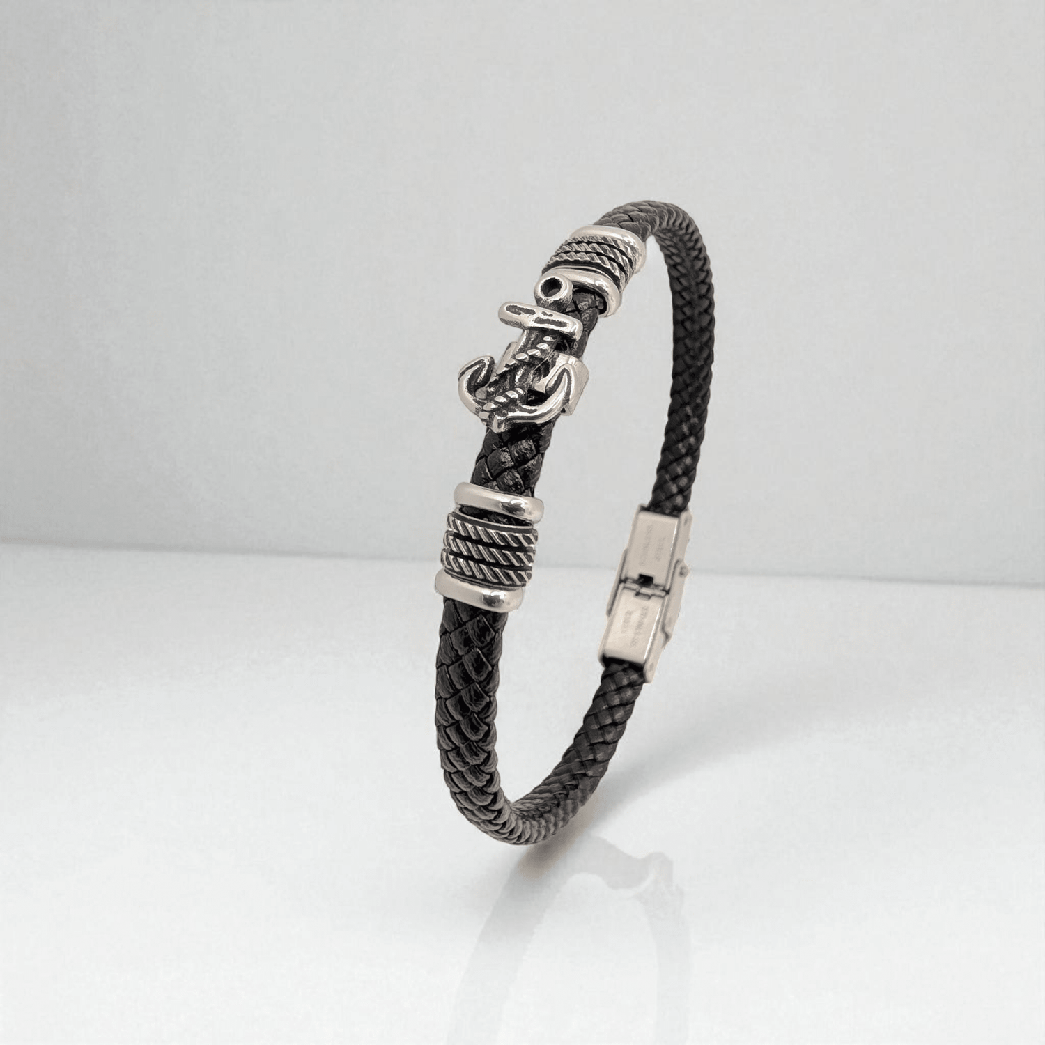 Pulsera fina en cuero con ancla - AILANA JEWELRY