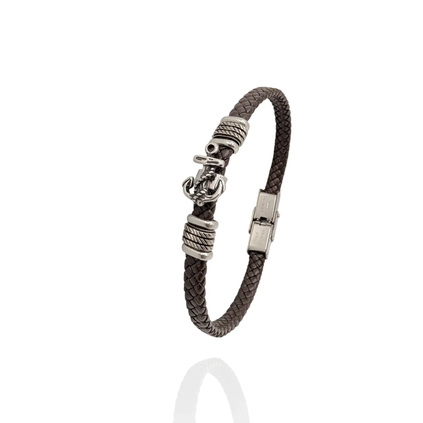 Pulsera fina en cuero con ancla - AILANA JEWELRY