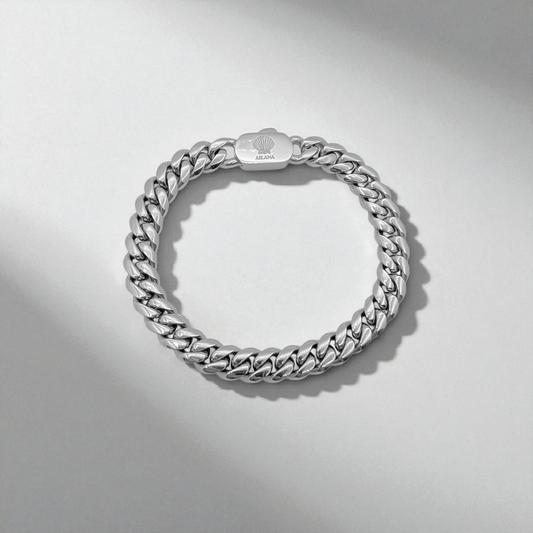 Pulsera con eslabones de 8 mm plateado