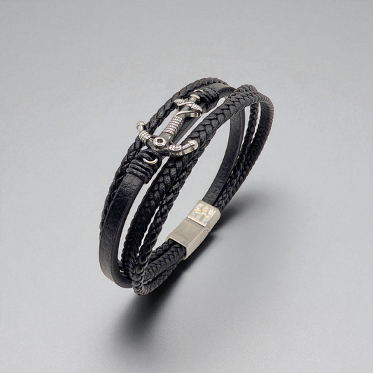 Pulsera en cuero con ancla