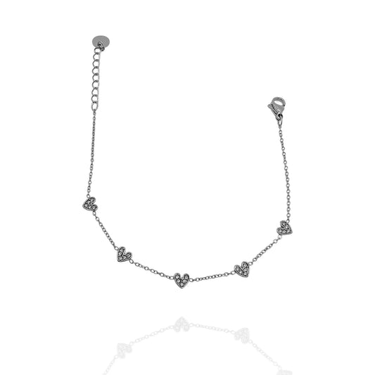 Pulsera fina Corazones con zircones
