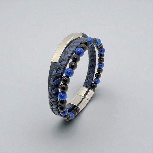 Pulsera en cuero con piedras naturales