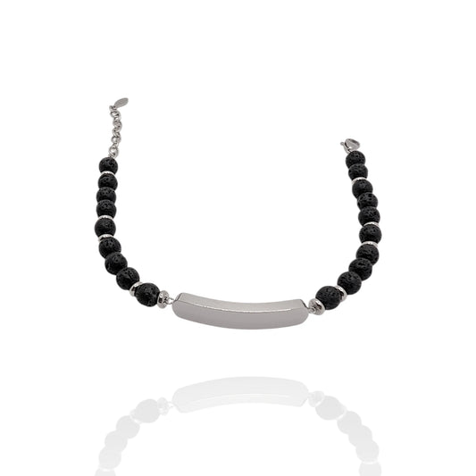 Pulsera Piedra Lava y Ojo de Tigre Personalizable