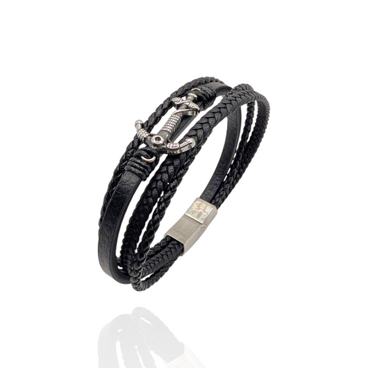 Pulsera en cuero con ancla