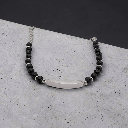 Pulsera Piedra Lava y Ojo de Tigre Personalizable