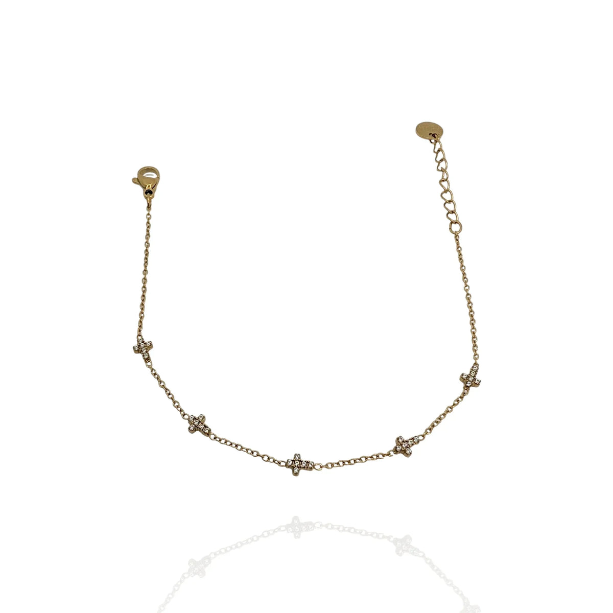 Pulsera fina Cruz con zircones
